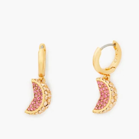 NWT KATE SPADE ♠️ FRUIT SALAD PAVE GRAPEFRUIT HUGGIES EARRINGS - Picture 5 of 9